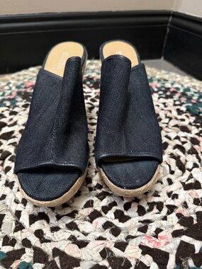Michael Kors Denim Slide Espadrille Wedge Women’s Sandal - Navy